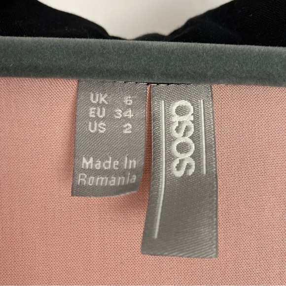 ASOS Retro Pink & Black Contrast Collar Button Half Sleeve Wrap Mini Dress UK 6 - Picture 14 of 16